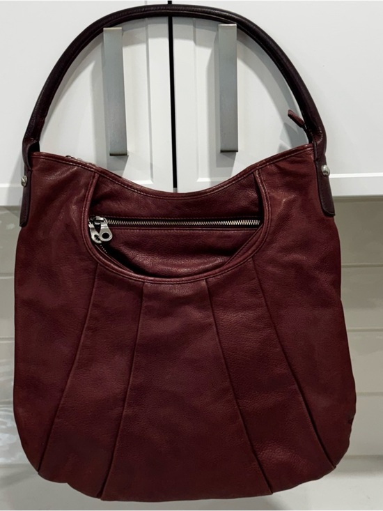 Christopher Kon Handbags - Christopher Kon Maroon Leather Hobo Bag - Pleated Slouchy Shoulder Purse